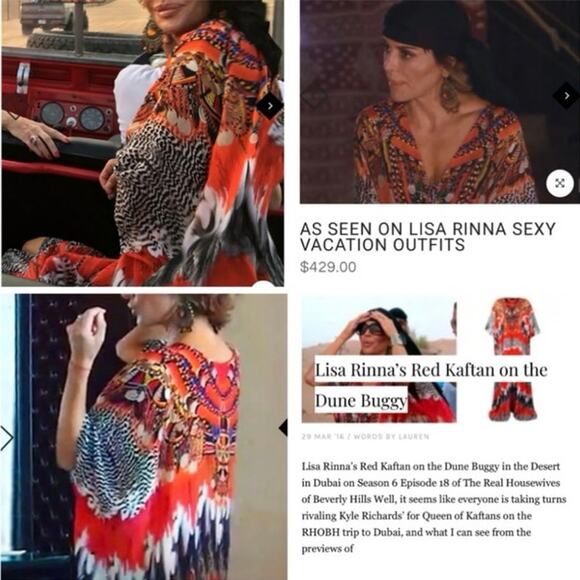 Shahida Parides Nomad Kaftan feather print Lisa Rinna Real Housewives OS One Sz - Picture 16 of 16